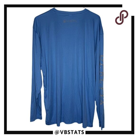 Beretta Men's Trident Logo Graphic Polyester Long Sleeve T-shirt Blue 3XL - Picture 1 of 7